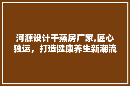 河源设计干蒸房厂家,匠心独运，打造健康养生新潮流