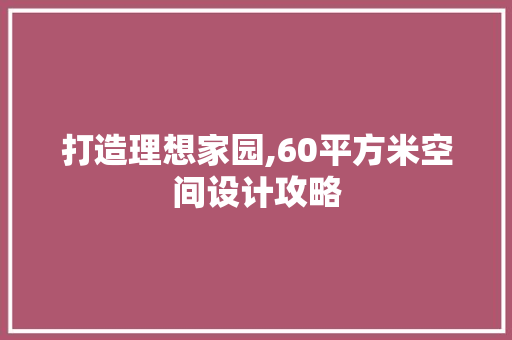打造理想家园,60平方米空间设计攻略