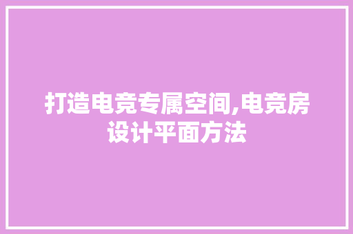 打造电竞专属空间,电竞房设计平面方法