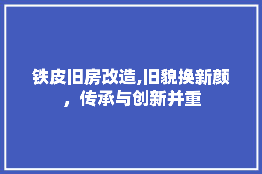 铁皮旧房改造,旧貌换新颜，传承与创新并重