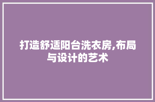打造舒适阳台洗衣房,布局与设计的艺术