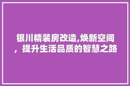 银川精装房改造,焕新空间，提升生活品质的智慧之路