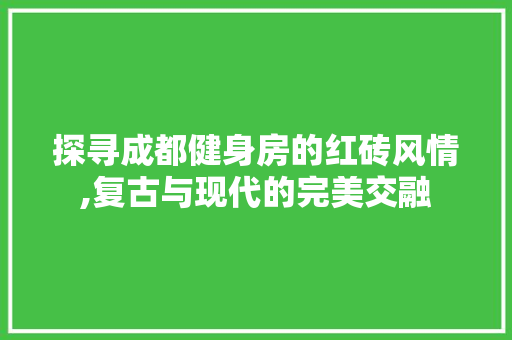 探寻成都健身房的红砖风情,复古与现代的完美交融