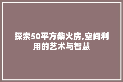 探索50平方柴火房,空间利用的艺术与智慧