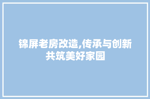 锦屏老房改造,传承与创新共筑美好家园