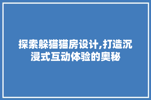 探索躲猫猫房设计,打造沉浸式互动体验的奥秘