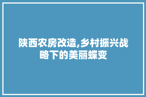 陕西农房改造,乡村振兴战略下的美丽蝶变