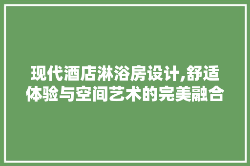 现代酒店淋浴房设计,舒适体验与空间艺术的完美融合