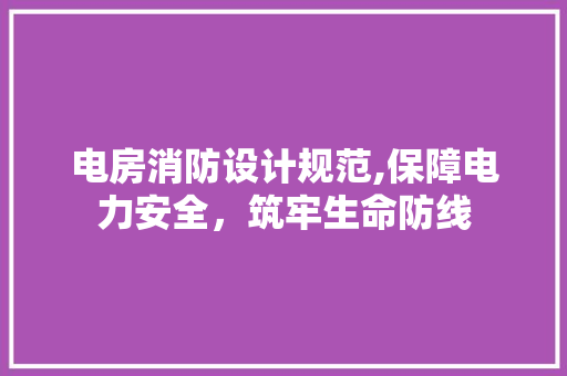 电房消防设计规范,保障电力安全，筑牢生命防线