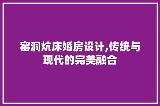 窑洞炕床婚房设计,传统与现代的完美融合
