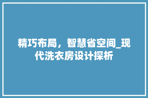 精巧布局，智慧省空间_现代洗衣房设计探析