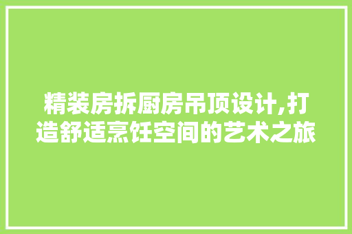 精装房拆厨房吊顶设计,打造舒适烹饪空间的艺术之旅