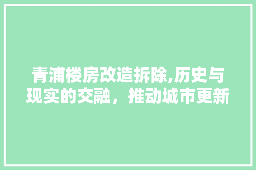 青浦楼房改造拆除,历史与现实的交融，推动城市更新的步伐