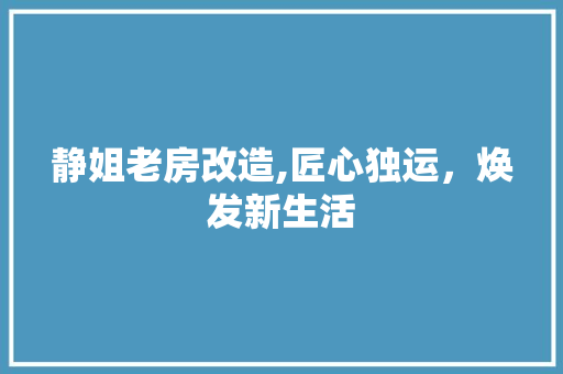 静姐老房改造,匠心独运，焕发新生活