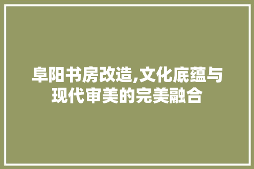 阜阳书房改造,文化底蕴与现代审美的完美融合