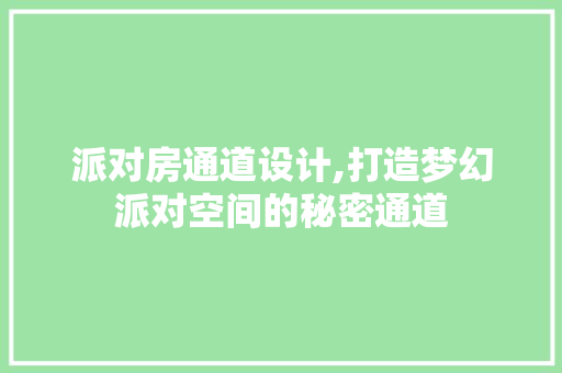 派对房通道设计,打造梦幻派对空间的秘密通道