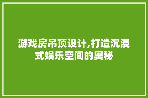 游戏房吊顶设计,打造沉浸式娱乐空间的奥秘