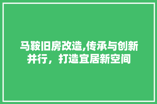 马鞍旧房改造,传承与创新并行，打造宜居新空间