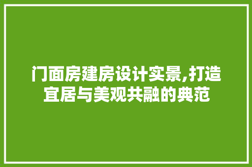 门面房建房设计实景,打造宜居与美观共融的典范
