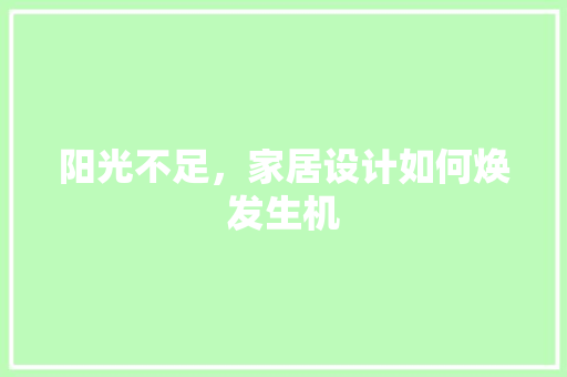 阳光不足，家居设计如何焕发生机