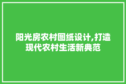 阳光房农村图纸设计,打造现代农村生活新典范