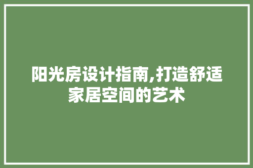 阳光房设计指南,打造舒适家居空间的艺术