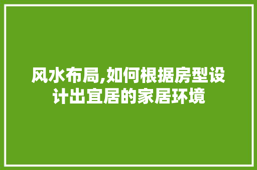 风水布局,如何根据房型设计出宜居的家居环境