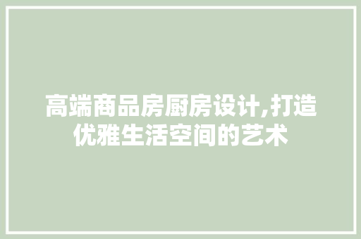 高端商品房厨房设计,打造优雅生活空间的艺术