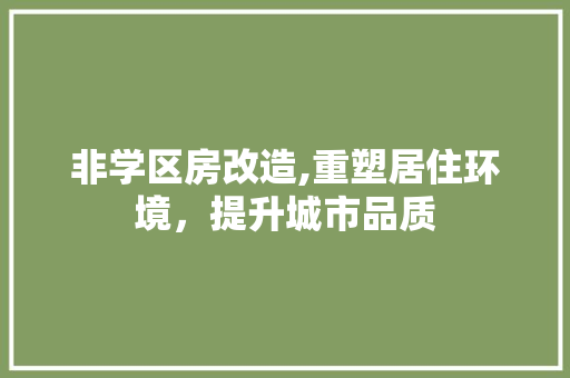非学区房改造,重塑居住环境，提升城市品质