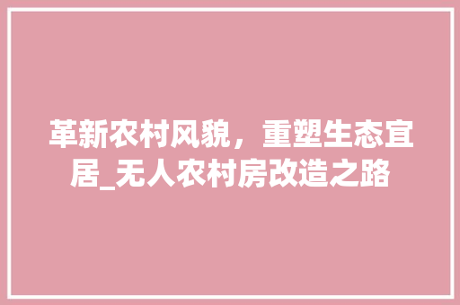 革新农村风貌，重塑生态宜居_无人农村房改造之路