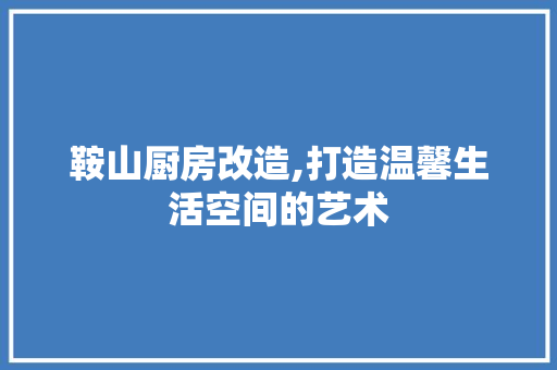 鞍山厨房改造,打造温馨生活空间的艺术