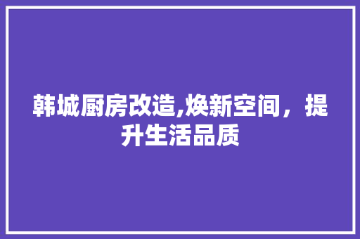 韩城厨房改造,焕新空间，提升生活品质