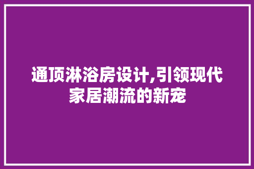 通顶淋浴房设计,引领现代家居潮流的新宠