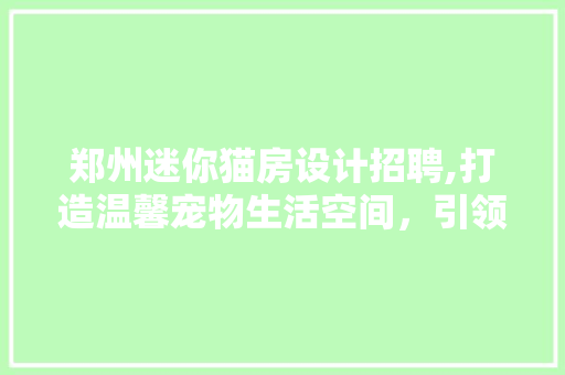 郑州迷你猫房设计招聘,打造温馨宠物生活空间，引领行业新潮流