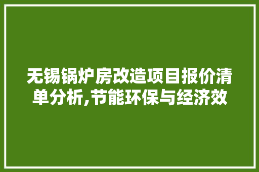 无锡锅炉房改造项目报价清单分析,节能环保与经济效益双赢之路