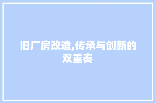 旧厂房改造,传承与创新的双重奏