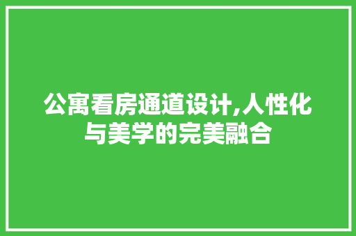 公寓看房通道设计,人性化与美学的完美融合