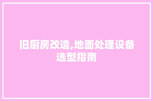 旧厨房改造,地面处理设备选型指南