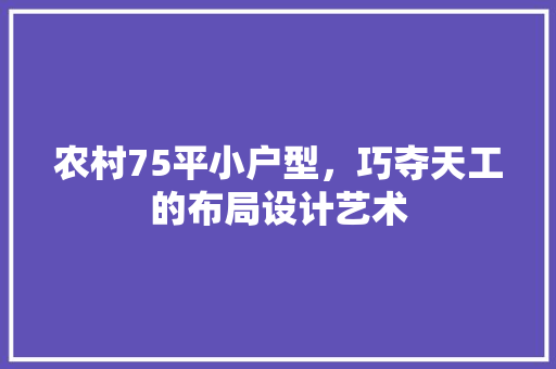 农村75平小户型，巧夺天工的布局设计艺术