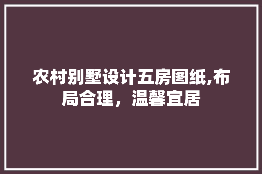 农村别墅设计五房图纸,布局合理，温馨宜居