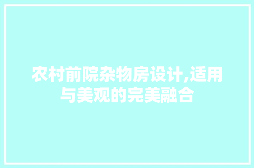 农村前院杂物房设计,适用与美观的完美融合