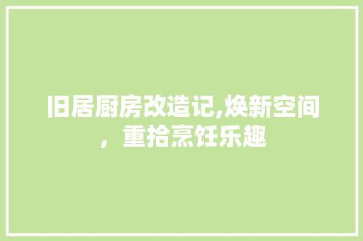 旧居厨房改造记,焕新空间，重拾烹饪乐趣