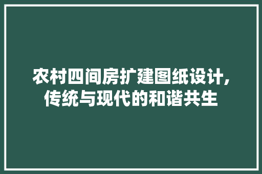 农村四间房扩建图纸设计,传统与现代的和谐共生