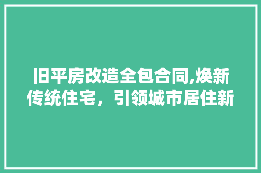 旧平房改造全包合同,焕新传统住宅，引领城市居住新风尚