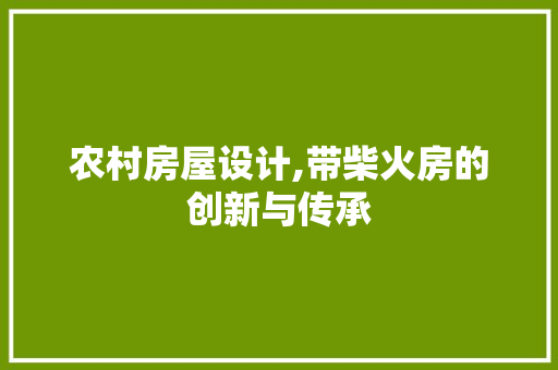 农村房屋设计,带柴火房的创新与传承