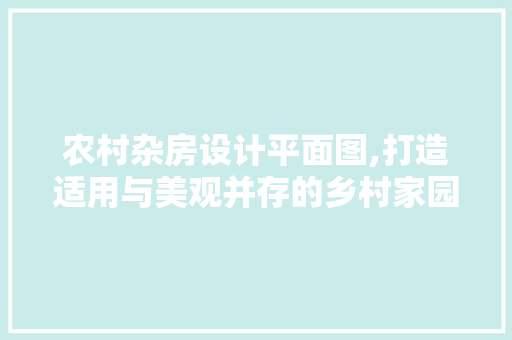 农村杂房设计平面图,打造适用与美观并存的乡村家园