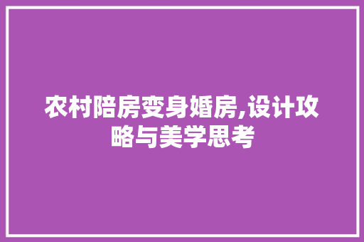 农村陪房变身婚房,设计攻略与美学思考