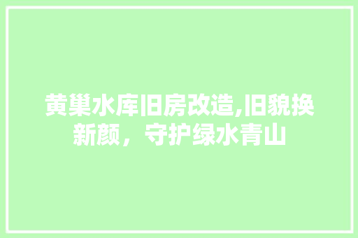 黄巢水库旧房改造,旧貌换新颜，守护绿水青山