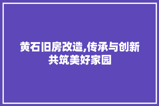 黄石旧房改造,传承与创新共筑美好家园