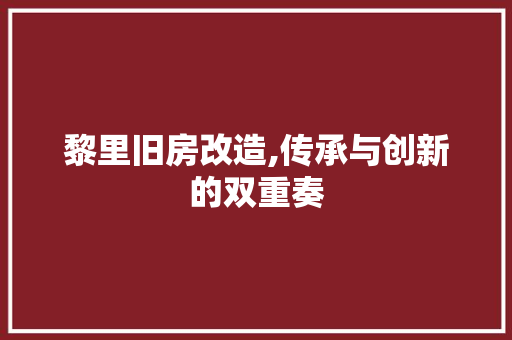 黎里旧房改造,传承与创新的双重奏